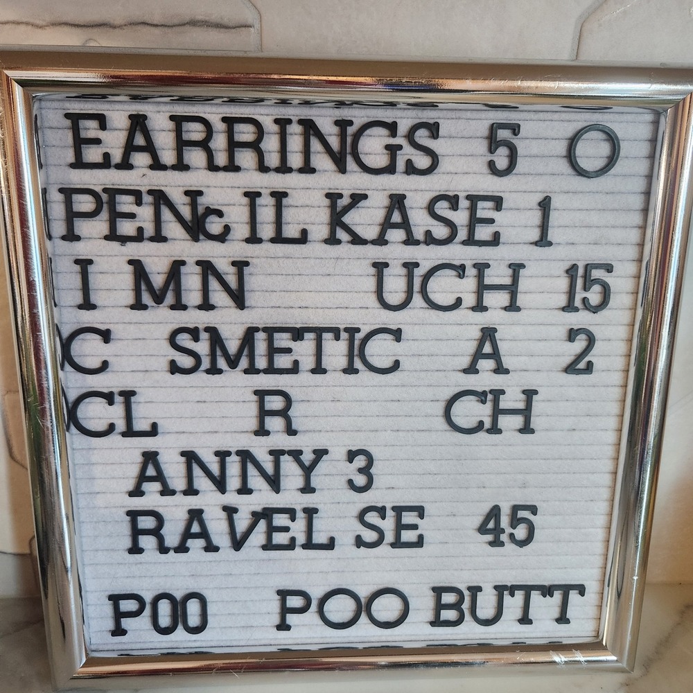 Silver Trim Felt Letter Board with Black Letters